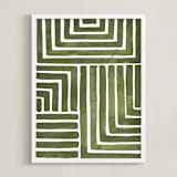 "Hard & Soft" - Art Print in Moss by Kristine Sarley - Framed