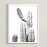 "Moorten Cactus Study 1" - Art Print in Silver Grey by Lisa Sundin - Framed