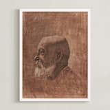 "Human One: Anton" - Art Print in Dark Coral by Colin Stuart - Framed
