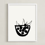 "Life is a bowl of cherries" - Art Print in Black and Off-white by Sonya Percival - Framed