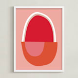 "Big Egg" - Art Print in Cotton Candy Pink by sue prue - Framed