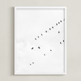 "Birds on a Wire" - Art Print in Black & White by Angela Thompson - Framed