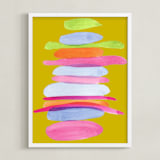 "Pillowed Rainbow" - Art Print in Tumeric by Deborah Velasquez - Framed
