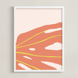 "Monstera Abstract" - Art Print in Coral by Alicia Schultz - Framed