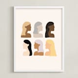 "Girls Support Girls" - Art Print in Cream by Amanda Houston - Framed