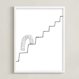 "Slinky on the Stairs" - Art Print in grayscale by Elliot Stokes - Framed
