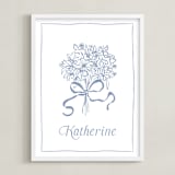 "Bow on Bouquet" - Personalized Art Print in Powder Blue by Becky Nimoy - Framed