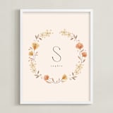"Name with Flowers - Custom" - Personalized Art Print in Tan by Vivian Yiwing - Framed