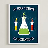 "Laboratory" - Personalized Art Print in Navy by Heather Schertzer - Framed
