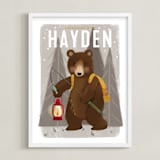 "Adventure bear" - Personalized Art Print in Clay by Rebecca Durflinger - Framed