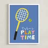 "Play Time" - Personalized Art Print in Denim Blue by Chi Hey Lee - Framed