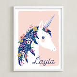"garden unicorn" - Personalized Art Print in Blush by Karidy Walker - Framed