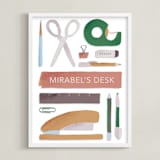 "My Workspace" - Personalized Art Print in Watermelon by Carolyn Kach - Framed