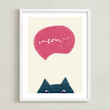"Meow Meow" - Art Print in Pretty Pink by Pixel and Hank - Framed