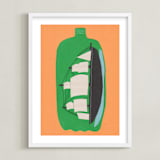 "Two Liter Ship" - Art Print in sweet orange by Elliot Stokes - Framed