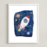 "Galactic Inspiration I" - Art Print in Navy by Creo Study - Framed