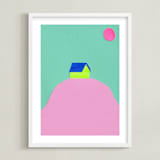 "Dia y Noche I" - Art Print in Pink, Green by Marta Crea - Framed