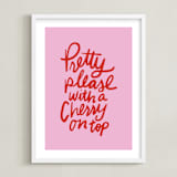 "Cherry on Top" - Art Print in Bubble Gum by Inkblot Design - Framed