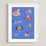 "Pool Party" - Art Print in ocean by Pati Cascino - Framed
