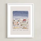 "Day at the Beach" - Art Print in Sand by Britt Mills - Framed