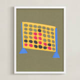 "Connect Four" - Art Print in Game Night Green by Elliot Stokes - Framed