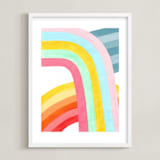 "Happy Rainbows" - Art Print in Pastel Rainbow by Celeste Duffy - Framed