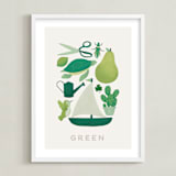 "Ten Green Things" - Art Print in Green by Ana Peake - Framed