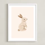 "Baby Rabbit" - Art Print in Beige by Vivian Yiwing - Framed