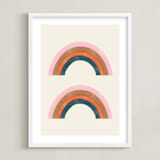 "Double Vintage Rainbow" - Art Print in Delicate Pink by Emanuela Carratoni - Framed