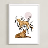 "Tigers in Tulum" - Art Print in Gold Spark by Jenna Skead - Framed