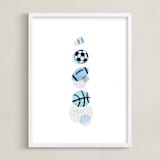 "Pop Art Sports" - Art Print in Periwinkle by Jessie Steury - Framed