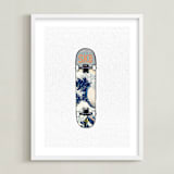 "SK8 Deck - Wave" - Art Print in Blues and Grays by Celeste Duffy - Framed