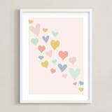 "wave of love" - Art Print in Charming Pink by Kasia Labocki - Framed