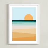 "Sea Side II" - Art Print in Sea Blue by David Michuki - Framed