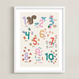 "Garden Numbers" - Art Print in Soft Garden by Vera Lim - Framed