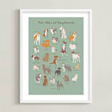 "ABCs of Dog Breeds" - Art Print in Mint by Vera Lim - Framed