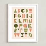 "Mod Alphabet" - Art Print in Olive by Morgan Kendall - Framed