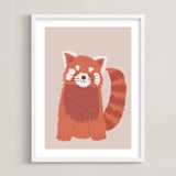 "Sleepy Red Panda" - Art Print in Tangerine by Jennifer Holbrook - Framed