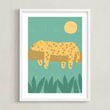 "Jungle Siesta" - Art Print in Jade by Angela Thompson - Framed