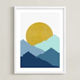 "Mountain Love" - Art Print in Midnight Blue by Sudevi Sen - Framed