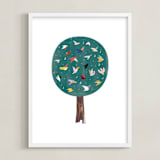 "Lots of Songbirds" - Art Print in antique pine by Eve Schultz - Framed