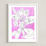 "Lush Botanical Gallery II" - Art Print in Violet Pink Azalea by Lise Gulassa - Framed