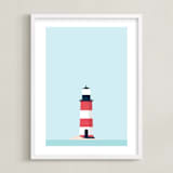 "Sea Side I" - Art Print in Sea Blue by David Michuki - Framed