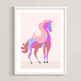 "Unicorns are real" - Art Print in Cotton Candy by Maja Cunningham - Framed