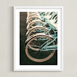 "Let's All Ride" - Art Print in Light Blue by ALICIA BOCK - Framed