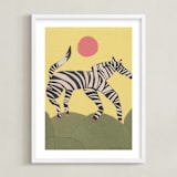 "Black and White Horse" - Art Print in soft yellow sunlight by Elliot Stokes - Framed