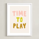 "Time to Play" - Art Print in Peach by Alicia Schultz - Framed