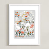 "Unicorn Garden" - Art Print in ash by Hannah Williams - Framed