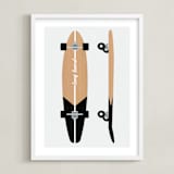 "Long Board" - Art Print in Black by Itsy Belle Studio - Framed