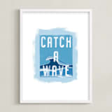 "Cowabunga!" - Art Print in Sky Blue by Kerry Doyle - Framed